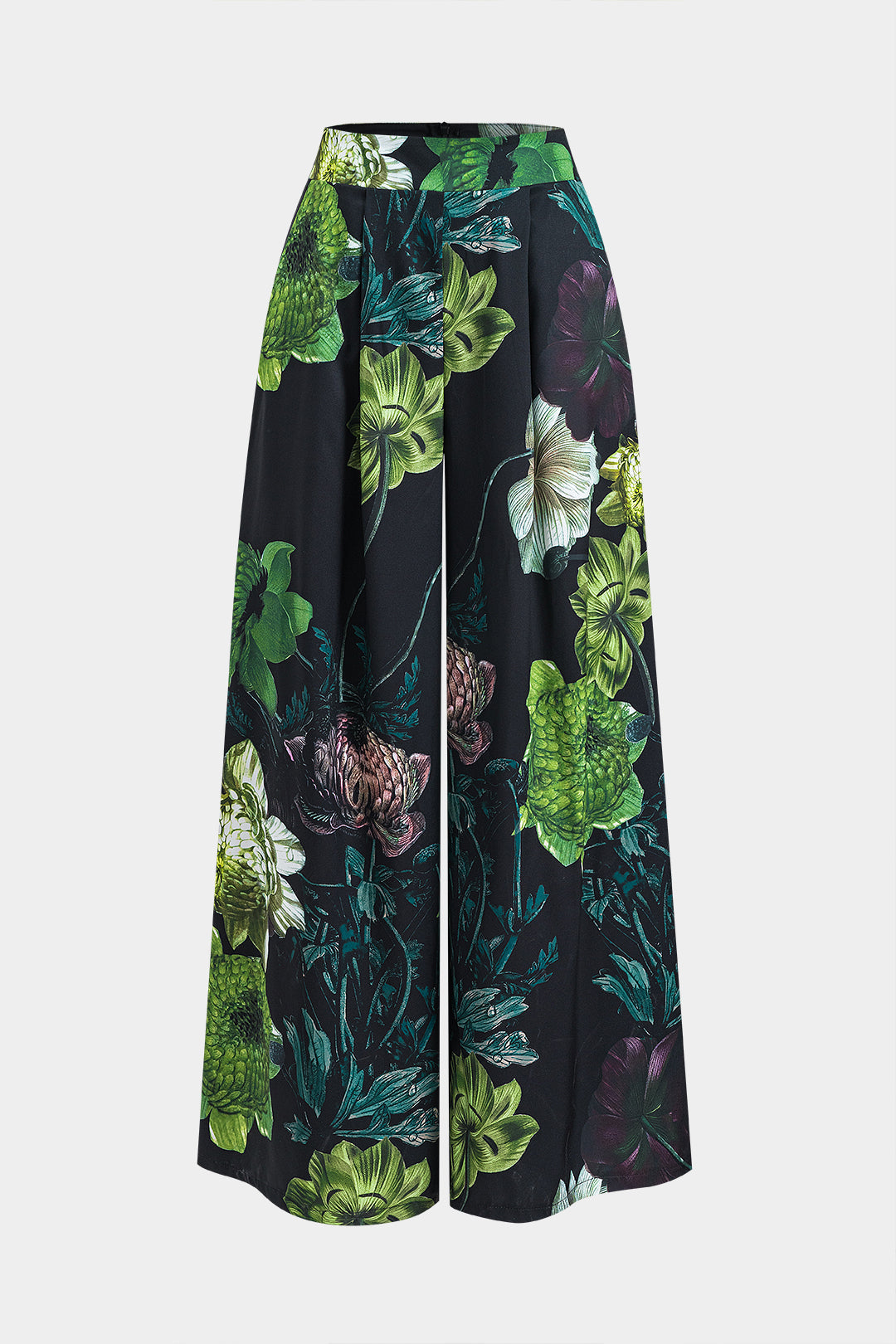 Conjunto Blusa Manga Corta Cremallera Floral Pantalón Ancho