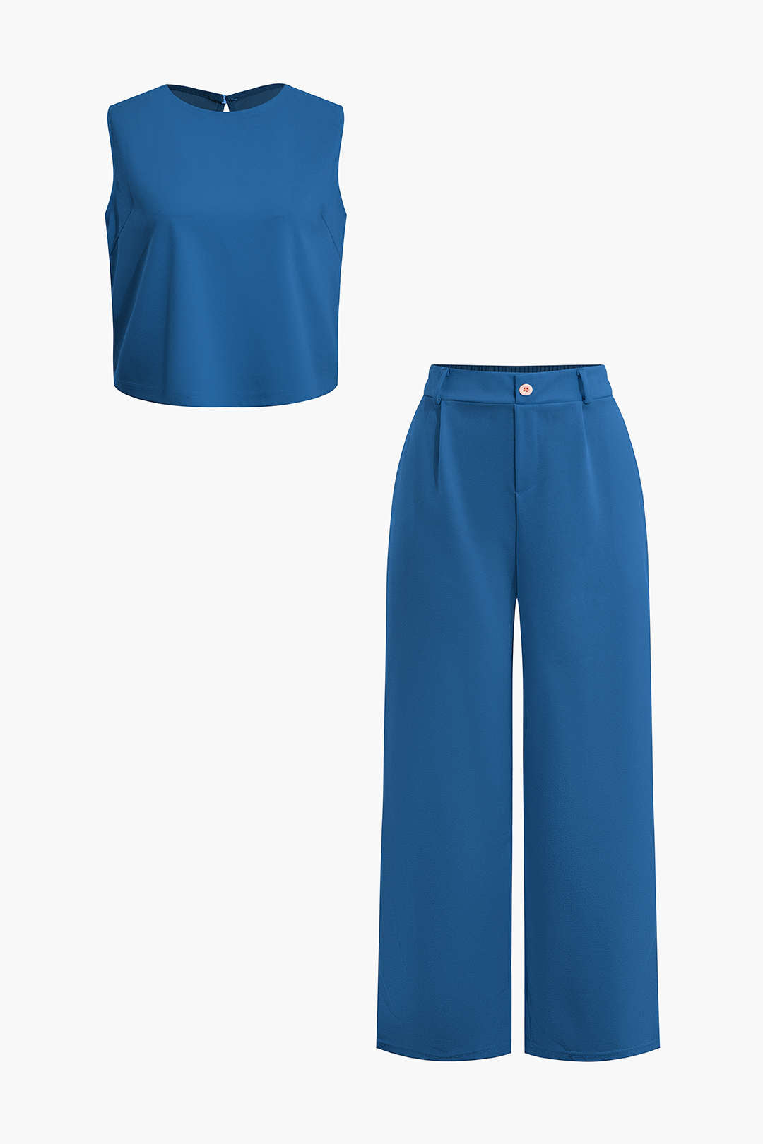 Conjunto Blusa Sin Mangas Pantalón Recto Minimalista