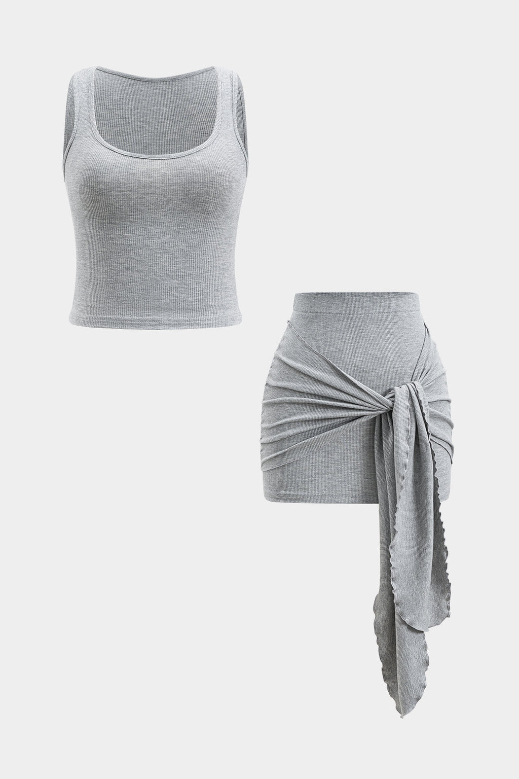 Conjunto De Piezas Top Strapless Y Falda Fruncida Con Lazo