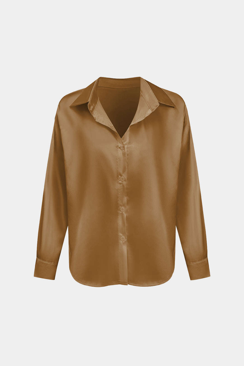 Camisa Satinada De Manga Larga Con Silueta Elegante
