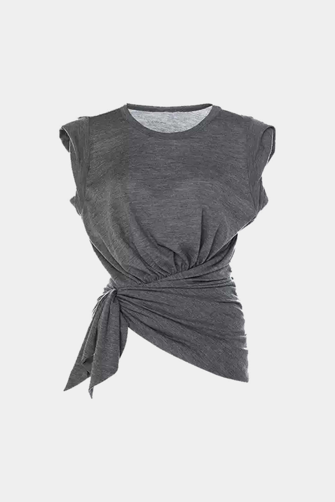 Camiseta Con Detalle Asimétrico Fruncido Y Elegante Moderna