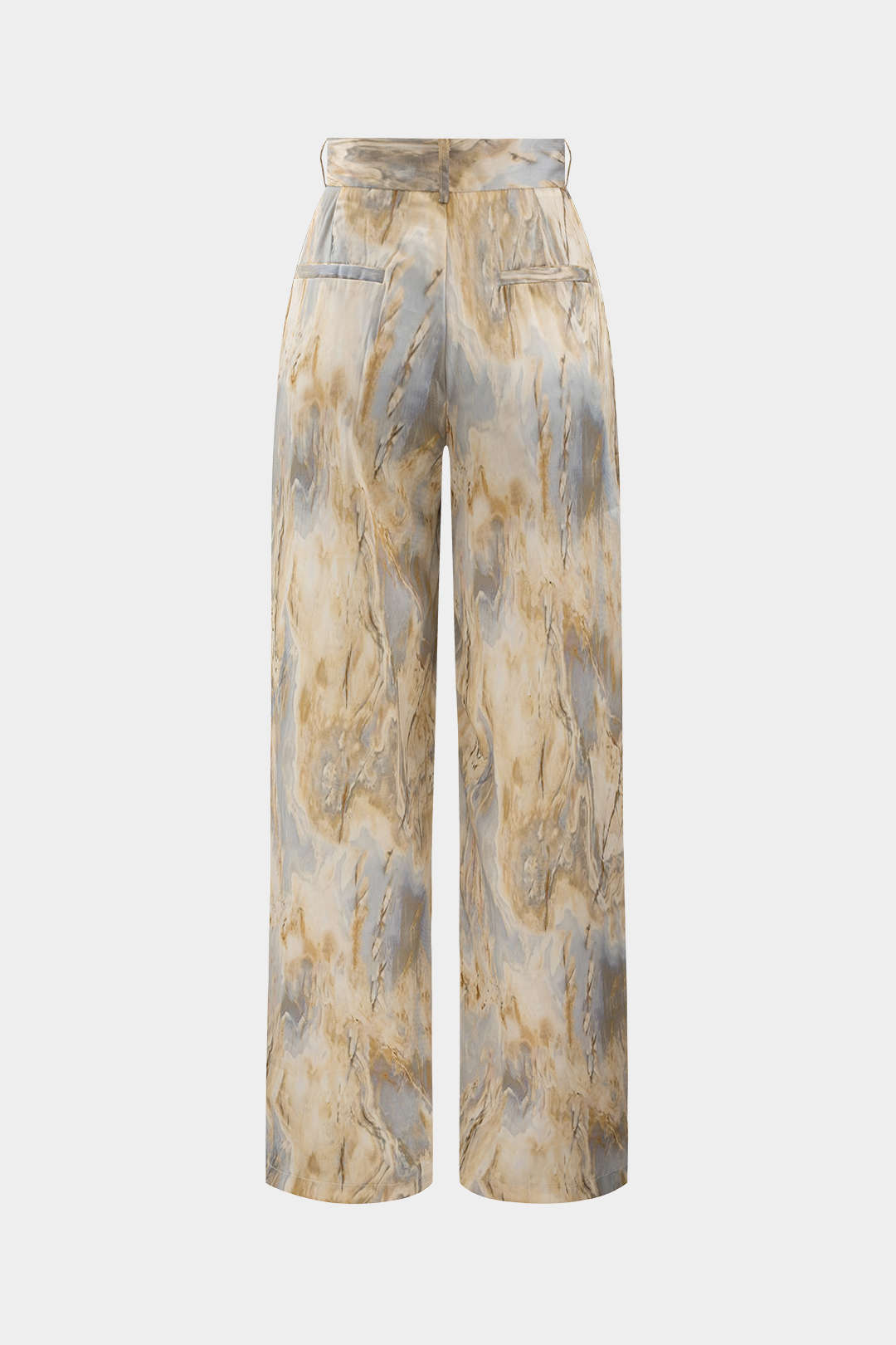 Pantalones Rectos De Tiro Alto Con Estampado Mármol