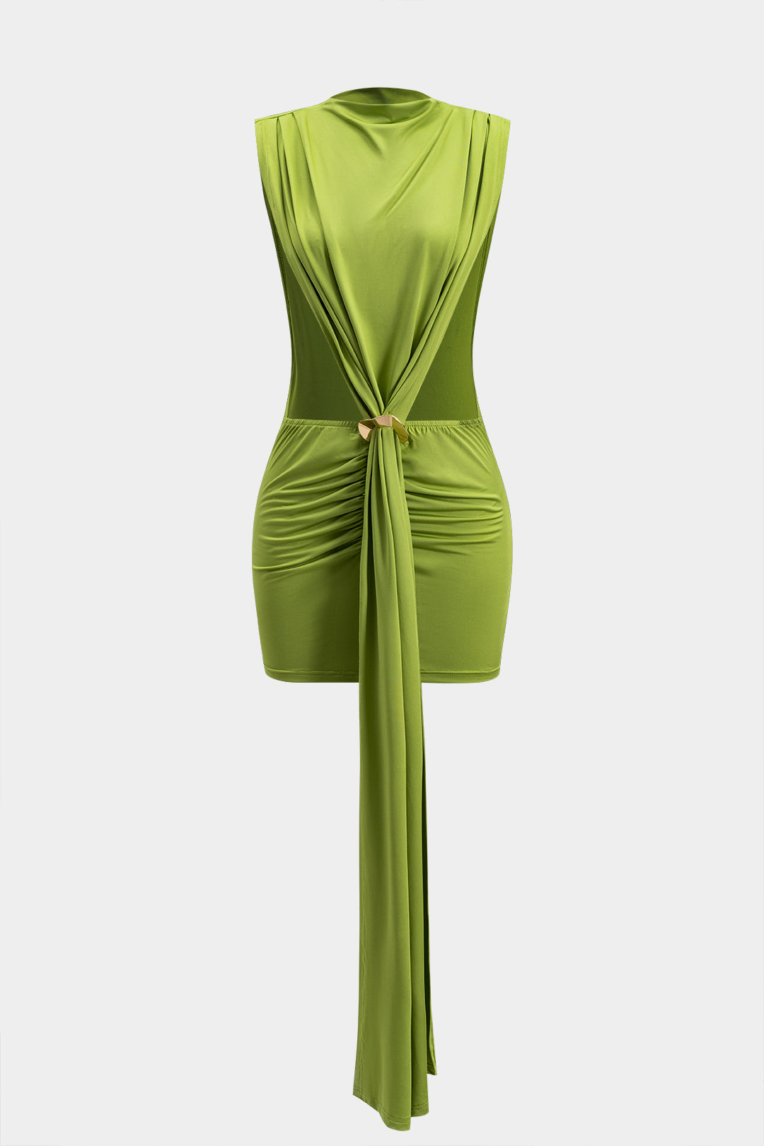 Vestido Mini Sin Mangas Con Volantes Y Detalles Metálicos