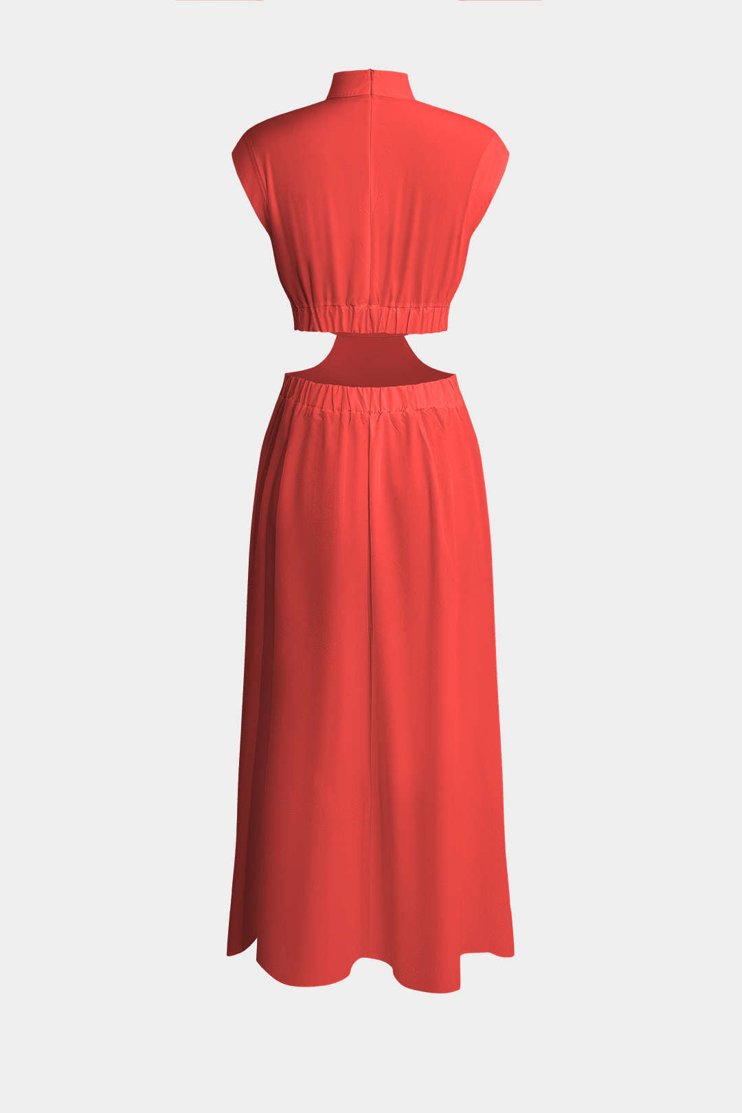 Vestido Maxi Plisado Con Cuello Alto Y Abertura Elegante