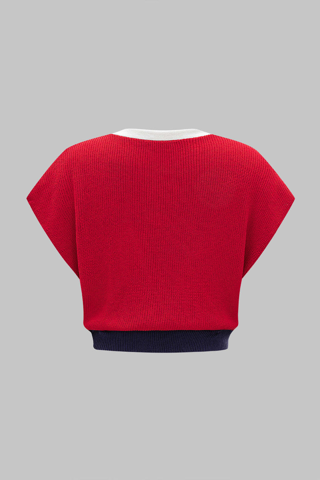 Top De Punto Jersey Sin Mangas Con Botones En Contraste