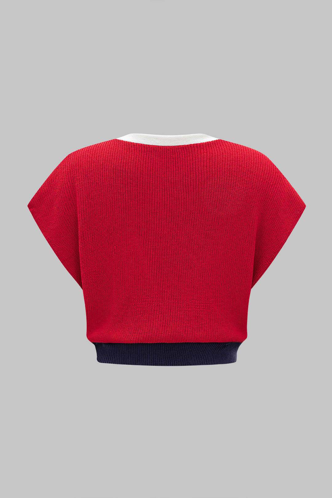 Top De Punto Jersey Sin Mangas Con Botones En Contraste