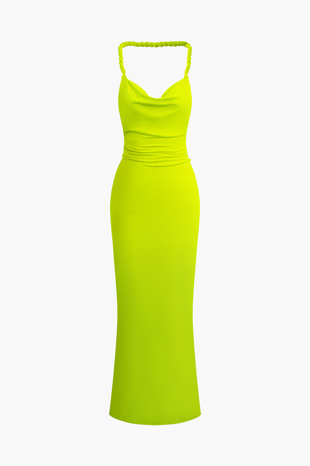Vestido Maxi Noche Cuello Halter Crochet Espalda Abierta