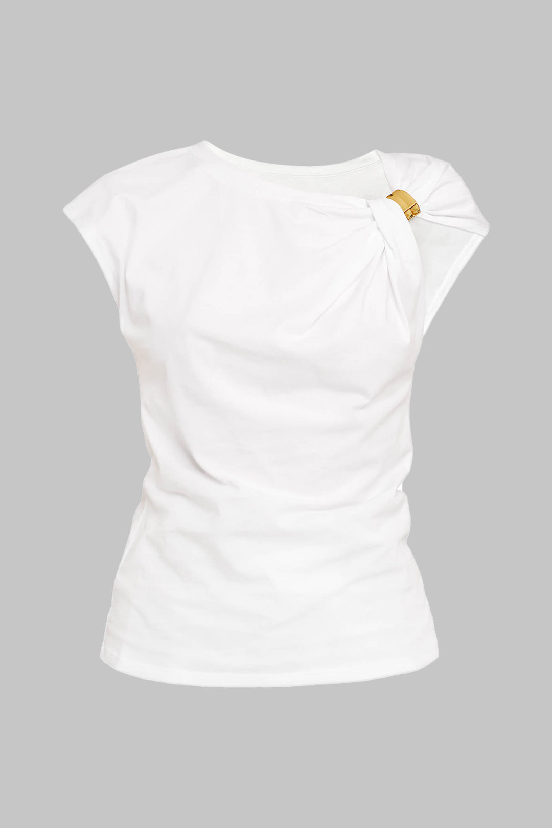 Camiseta Metálica Con Nudo Arrugada Textura Brillante
