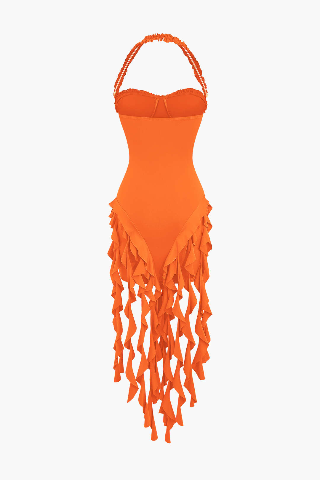 Vestido Mini Halter Bustier Con Flecos Espalda Abierta