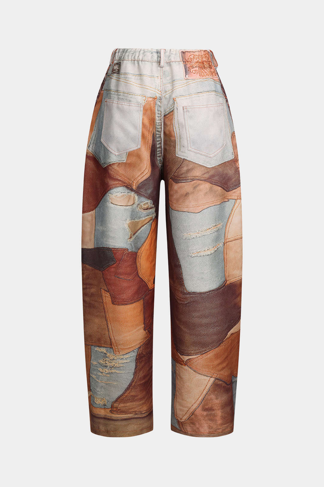 Pantalones Anchos Con Bloques De Color Botones Mujer Casual
