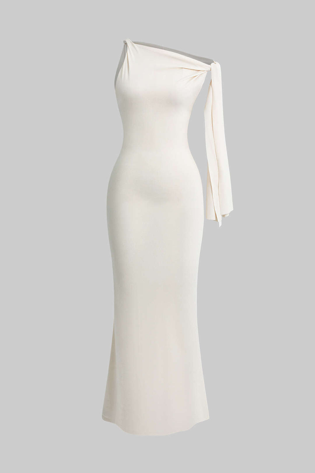 Vestido Maxi Sirena Asimétrico Con Nudo Elegante Lujo