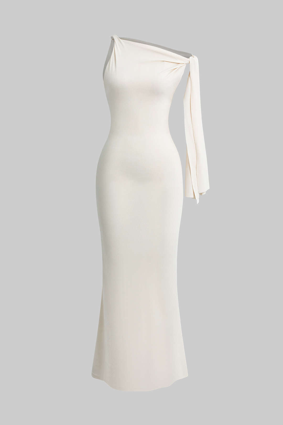 Vestido Maxi Sirena Asimétrico Con Nudo Elegante Lujo