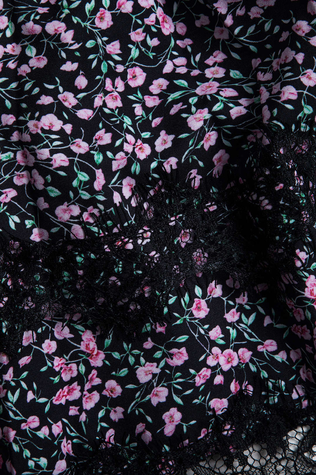 Vestido Mini De Manga Larga Con Encaje Floral Ditsy