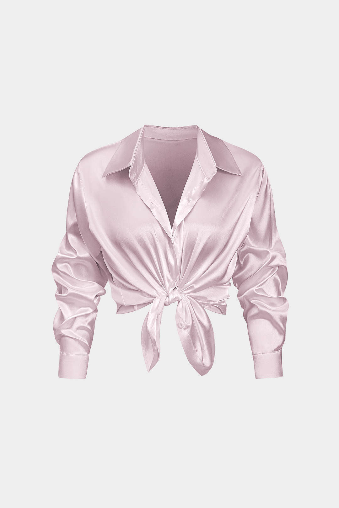 Camisa Satinada De Manga Larga Con Silueta Elegante