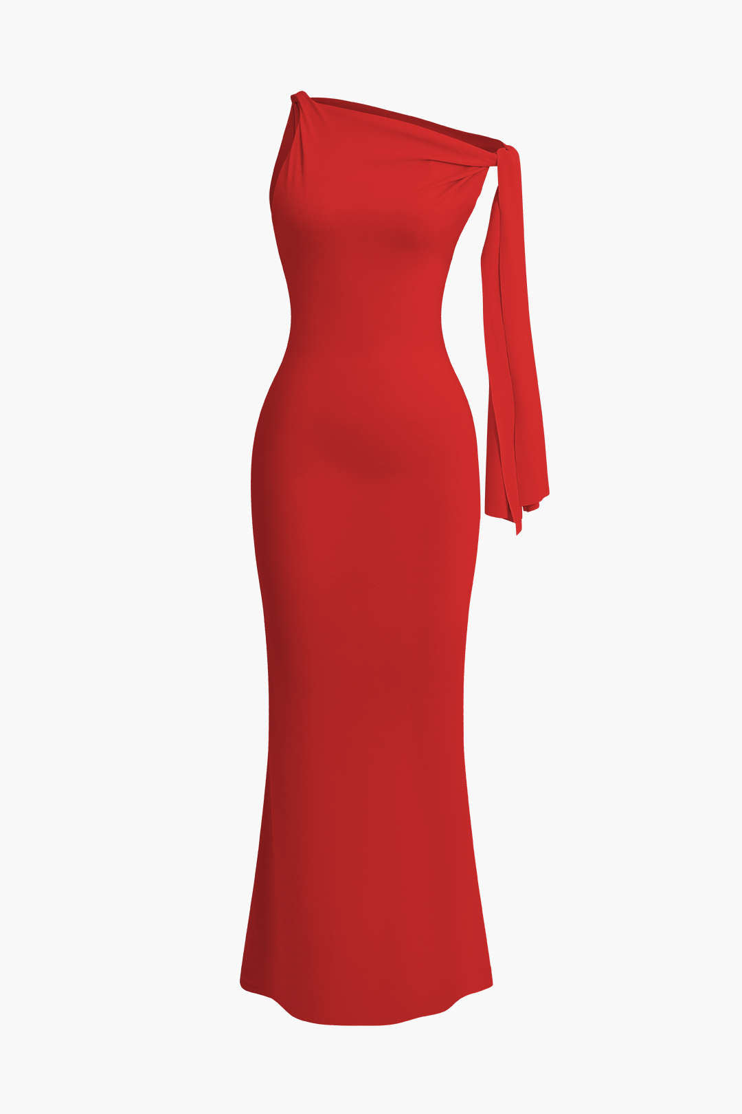 Vestido Maxi Sirena Asimétrico Con Nudo Elegante Lujo