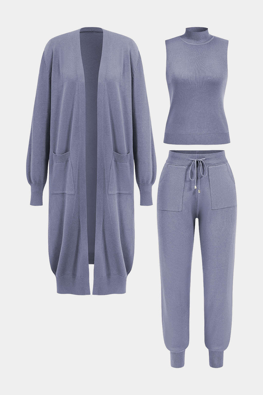 Conjunto Punto Tres Piezas Pantalones Bolsillos Cordón