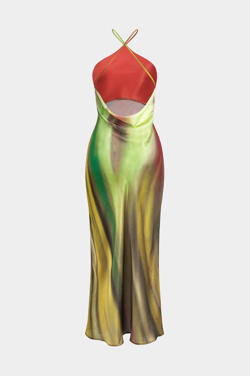Vestido Maxi Floral Con Cuello Halter Espalda Descubierta