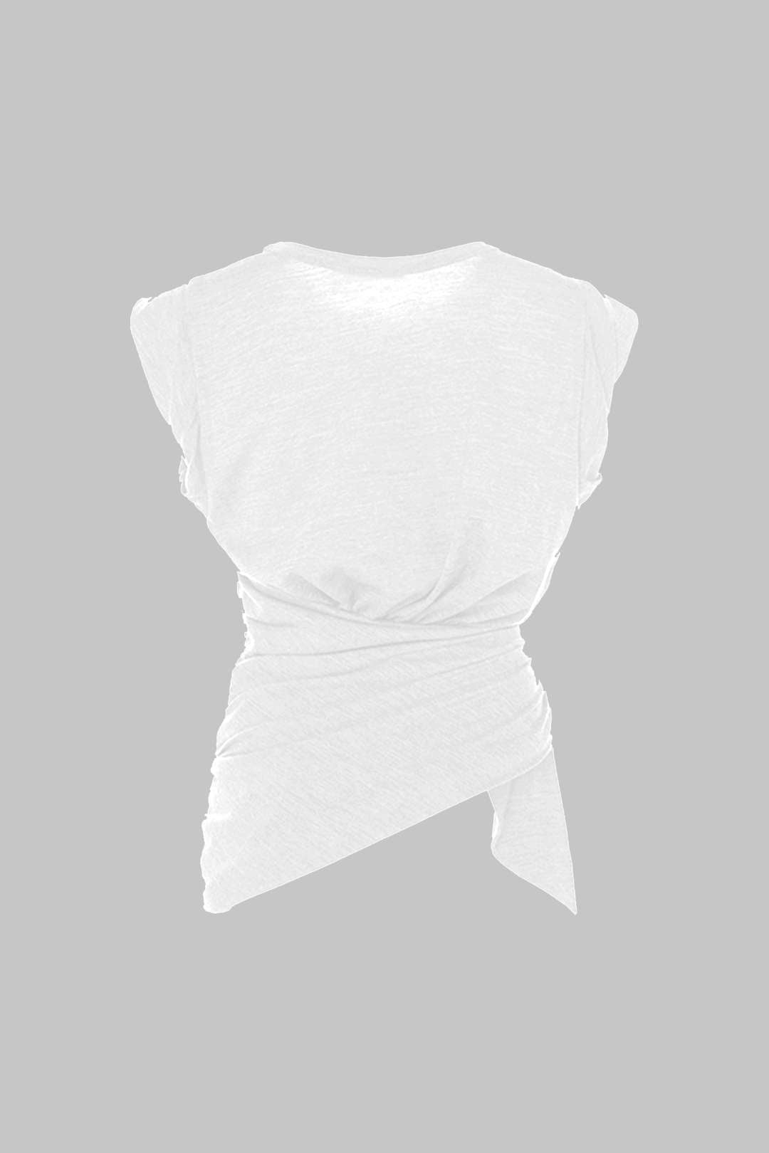 Camiseta Con Detalle Asimétrico Fruncido Y Elegante Moderna