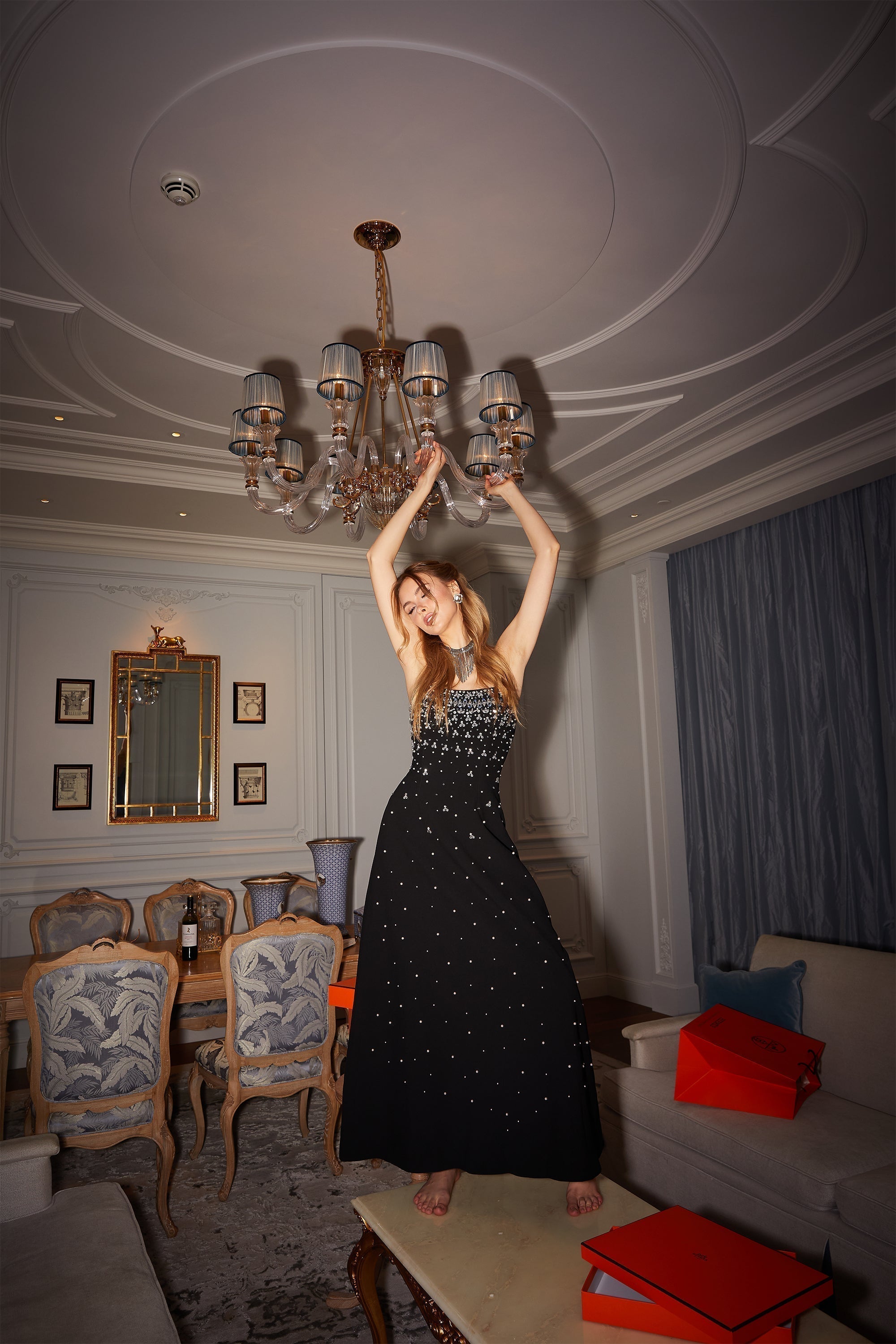 Vestido Maxi Adornado Para Noche De Gala Elegante Y Glamour