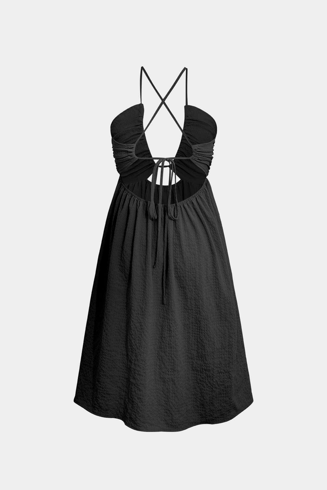 Vestido Midi Elegante Sin Espalda Abertura Escote En V