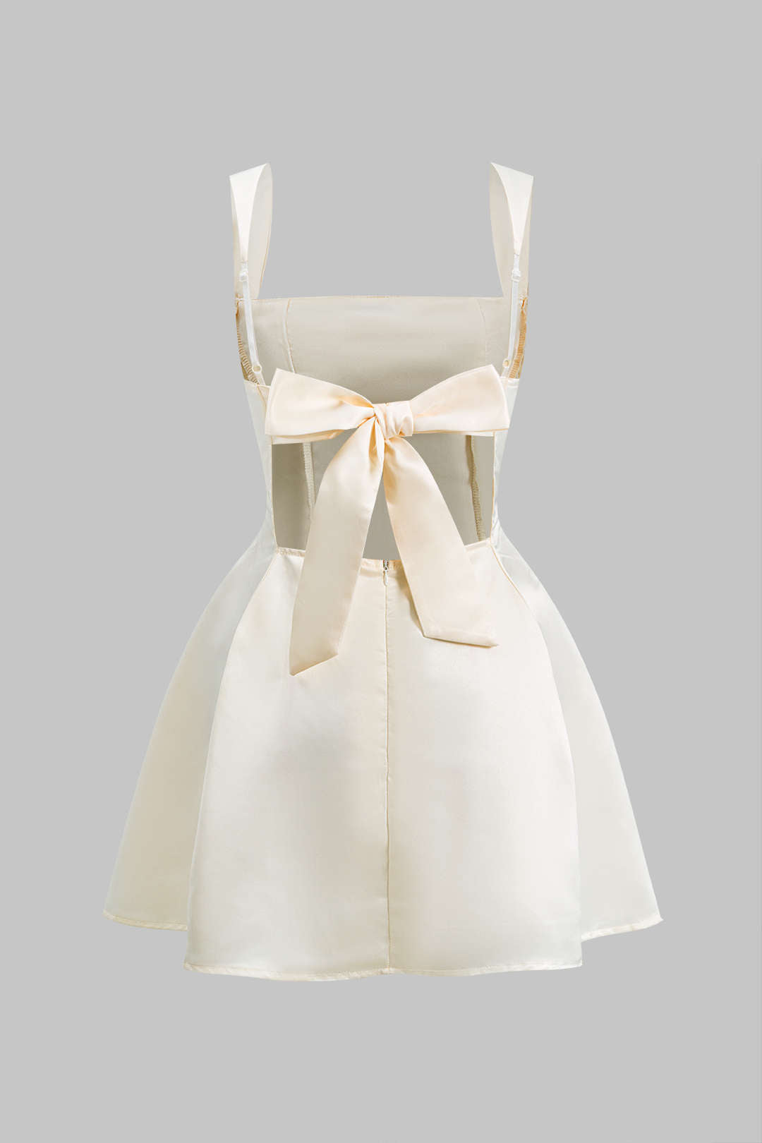 Vestido Mini Con Escote En V Y Cremallera Trasera Elegante