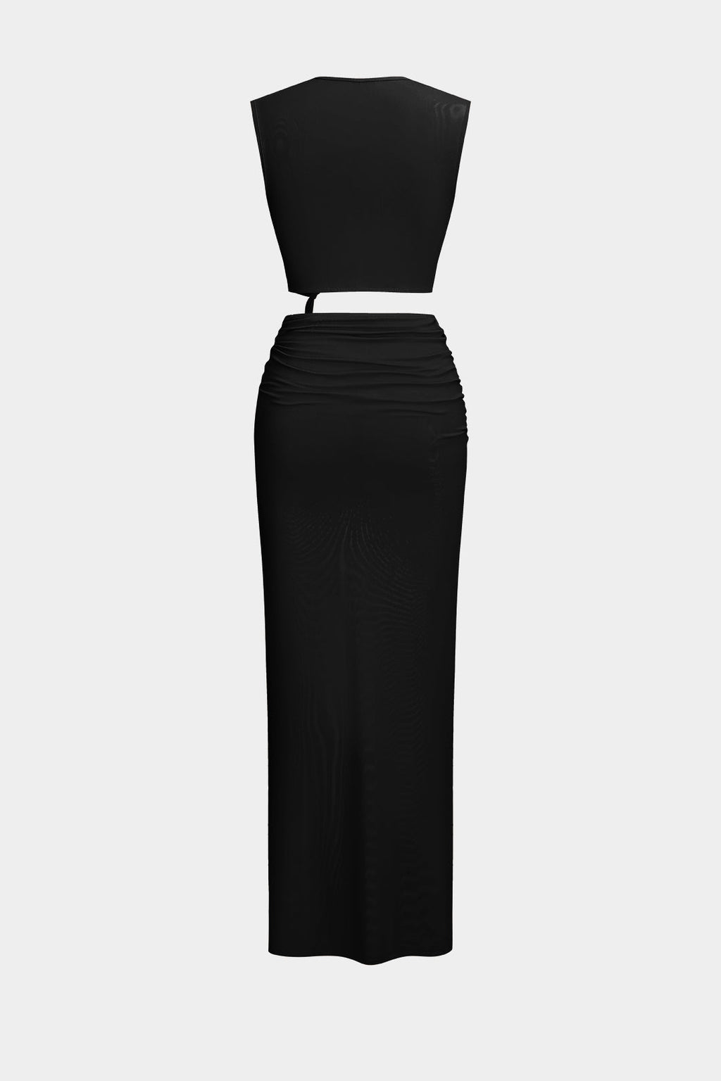 Vestido Maxi Sin Mangas Con Escote En V Y Volantes Largos