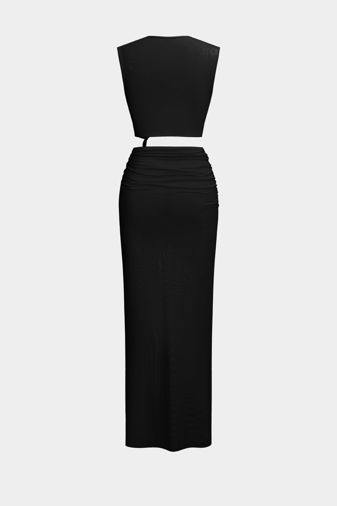 Vestido Maxi Sin Mangas Con Escote En V Y Volantes Largos