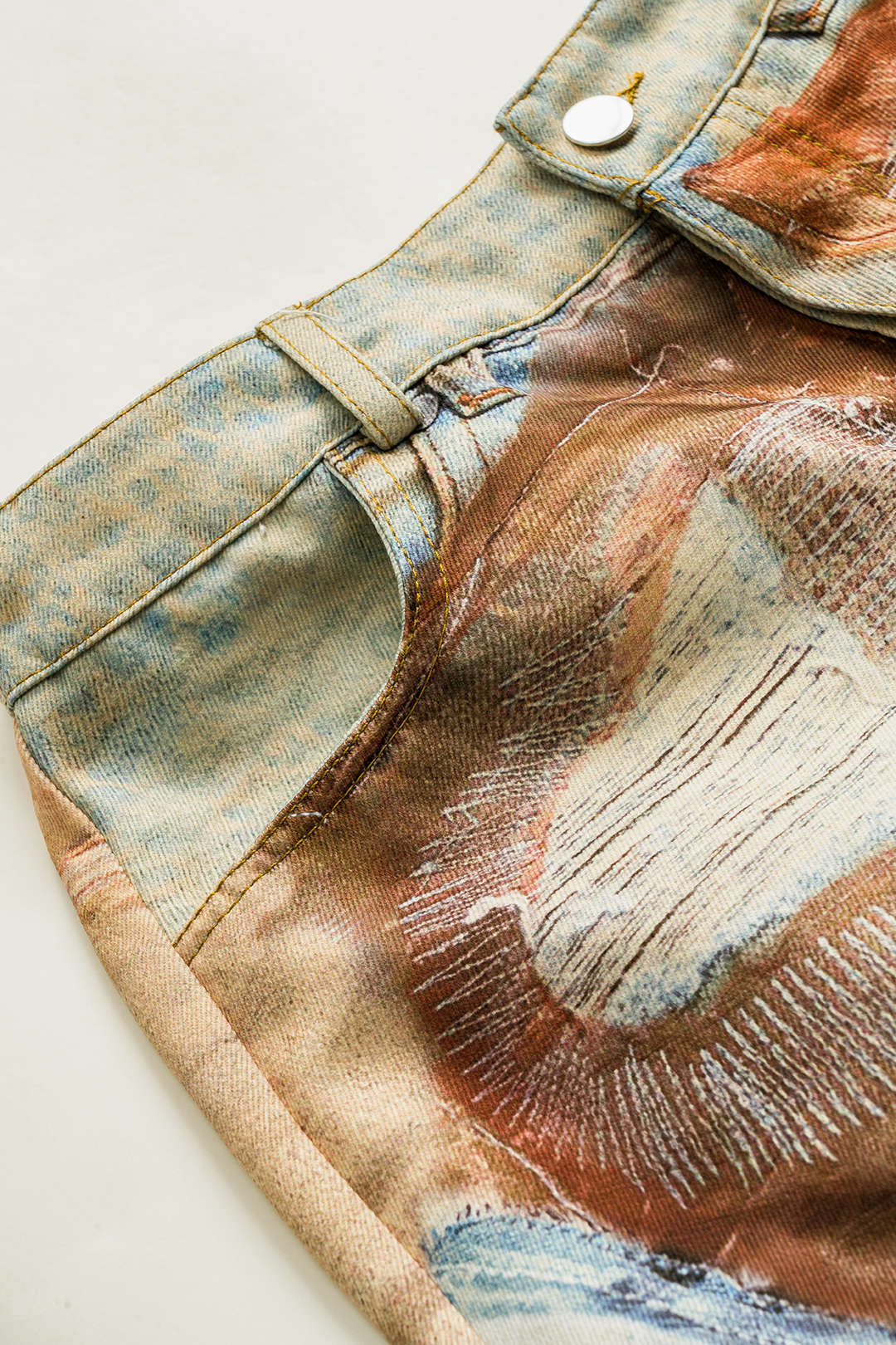Pantalones Abstractos Con Bolsillos Botón Diario Estilo