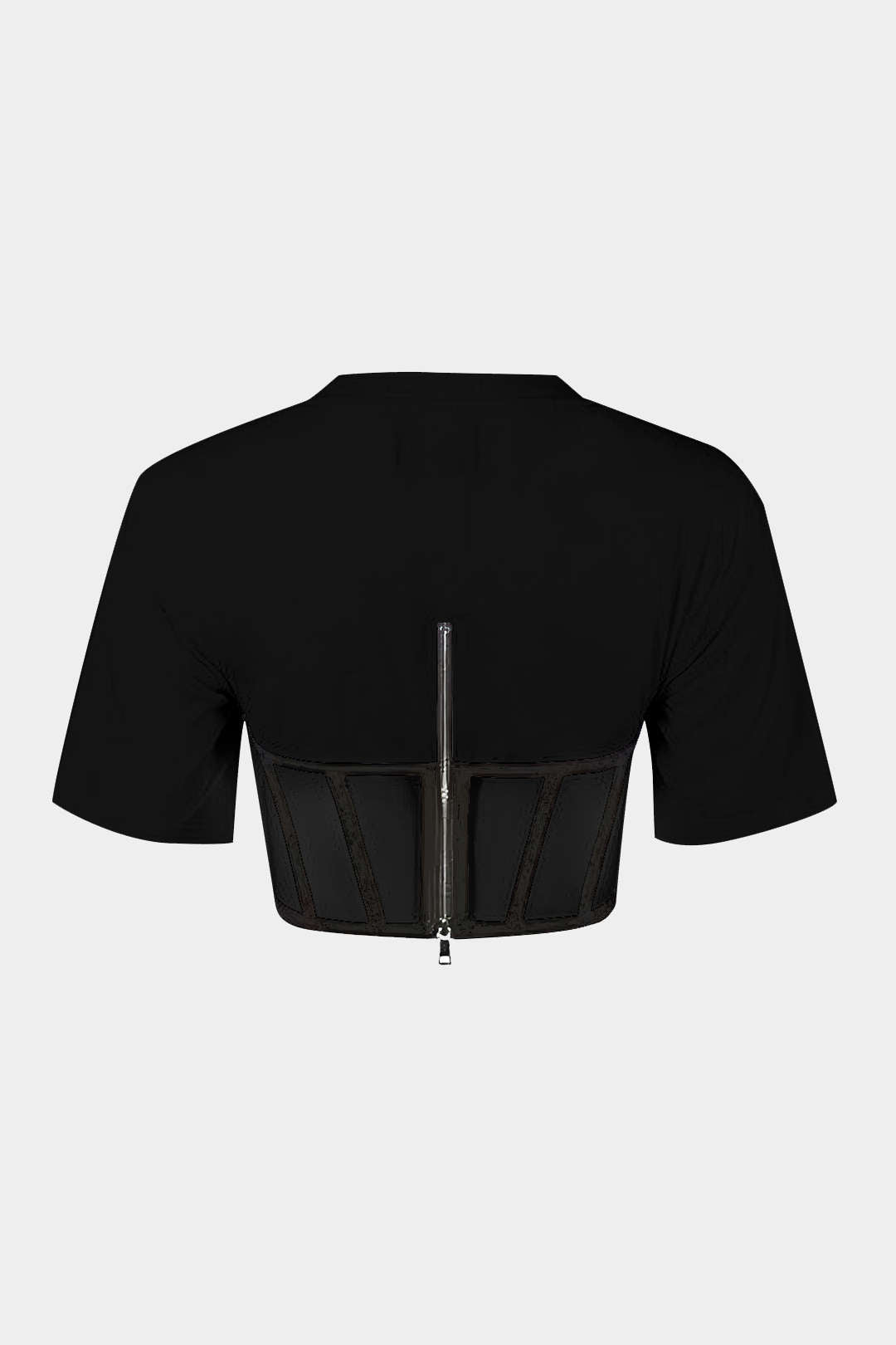 Camiseta Corsé con Cremallera Manga Corta Cuello Redondo