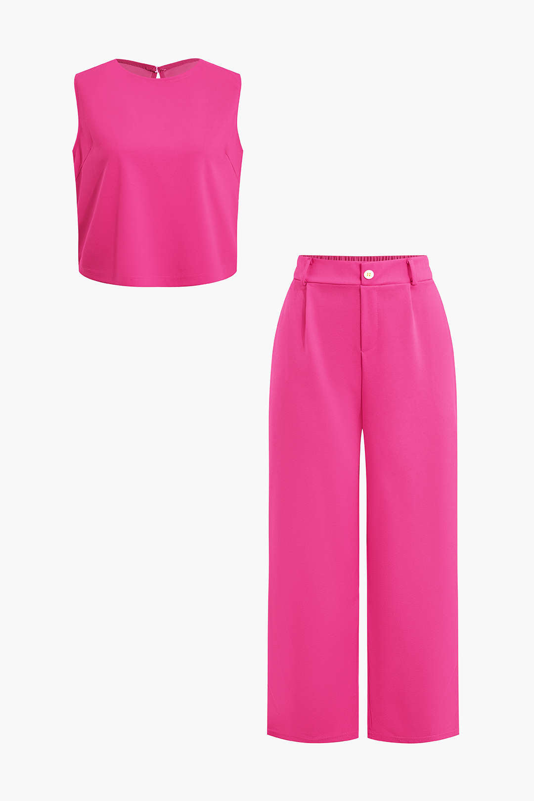 Conjunto Blusa Sin Mangas Pantalón Recto Minimalista