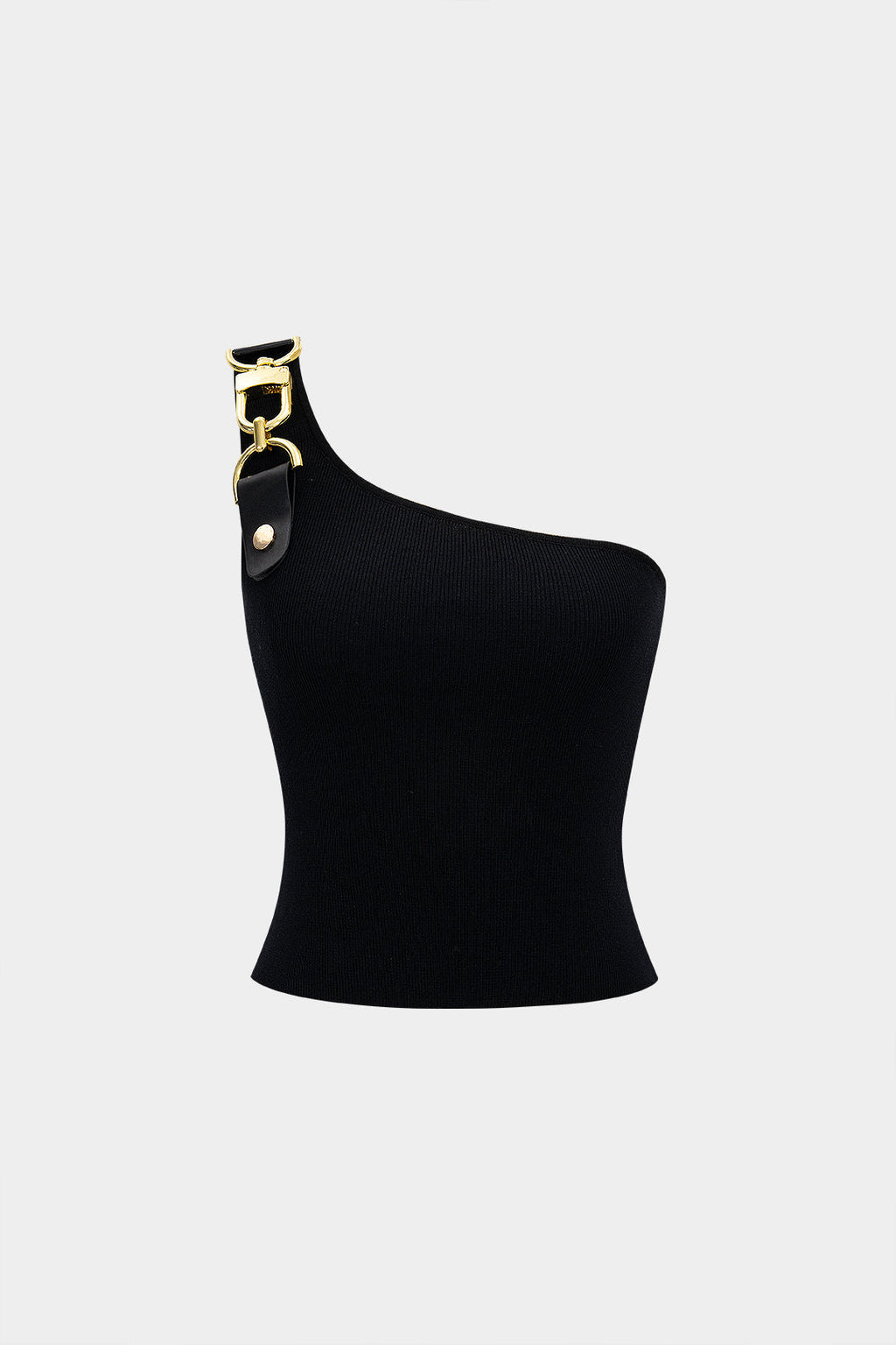 Blusa Metálica Tejida Asimétrica Sin Mangas Elegante