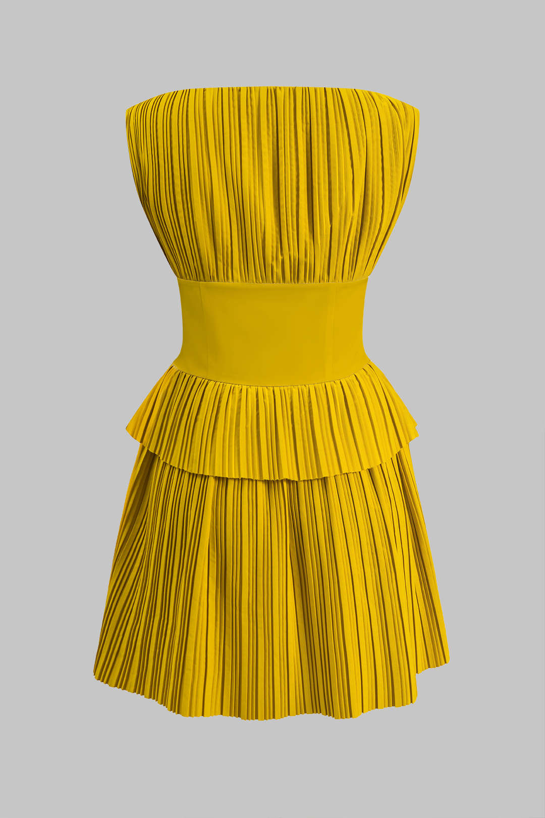 Vestido Mini Con Corsé Plisado Patchwork Sin Mangas