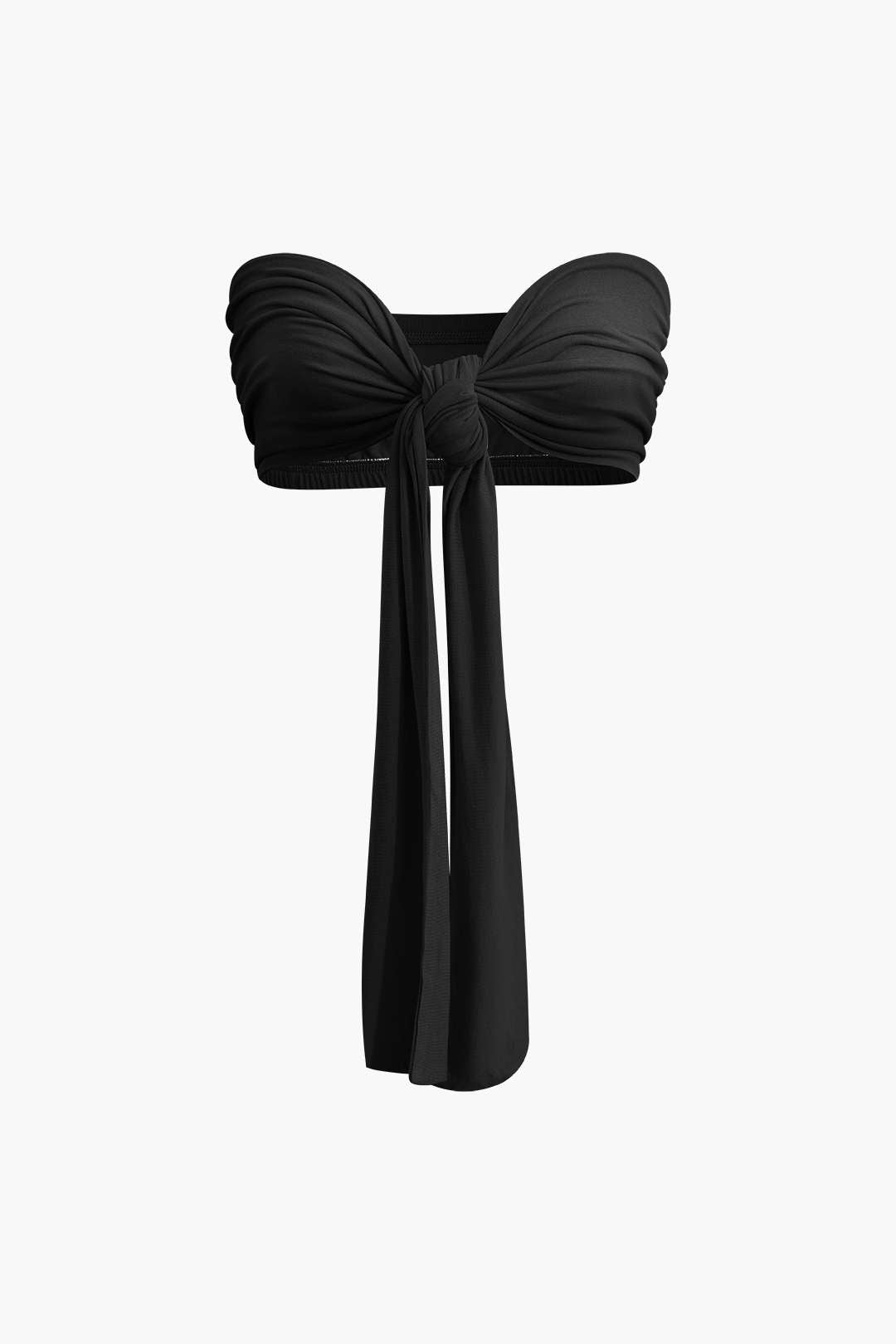 Top Tubo Con Lazo Delantero Y Volantes Y Pantalones Palazzo
