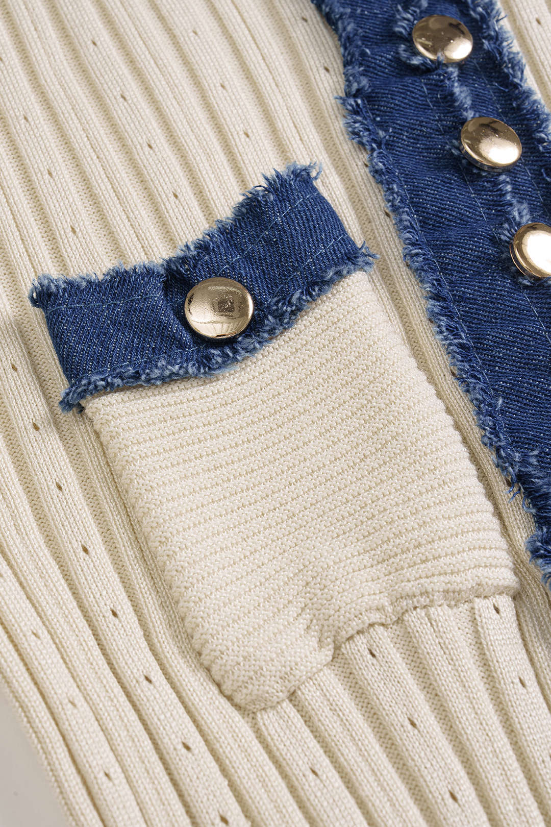 Vestido Maxi Denim Patchwork con Botones Metálicos