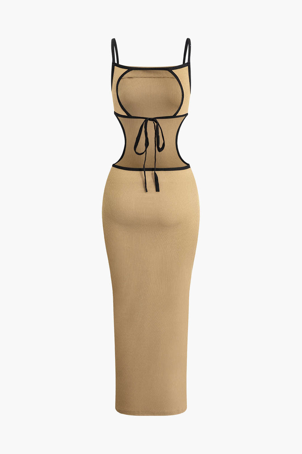 Vestido Maxi Con Espalda Abierta Contrastante Para Noche