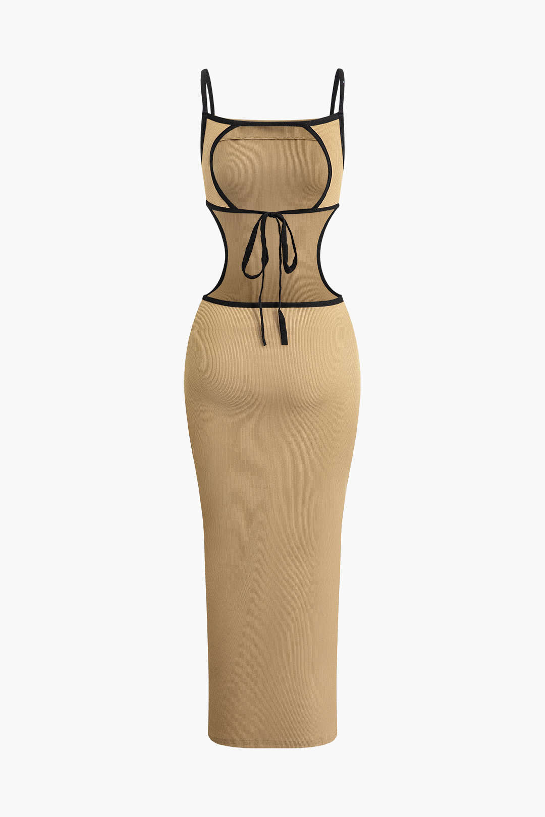 Vestido Maxi Con Espalda Abierta Contrastante Para Noche