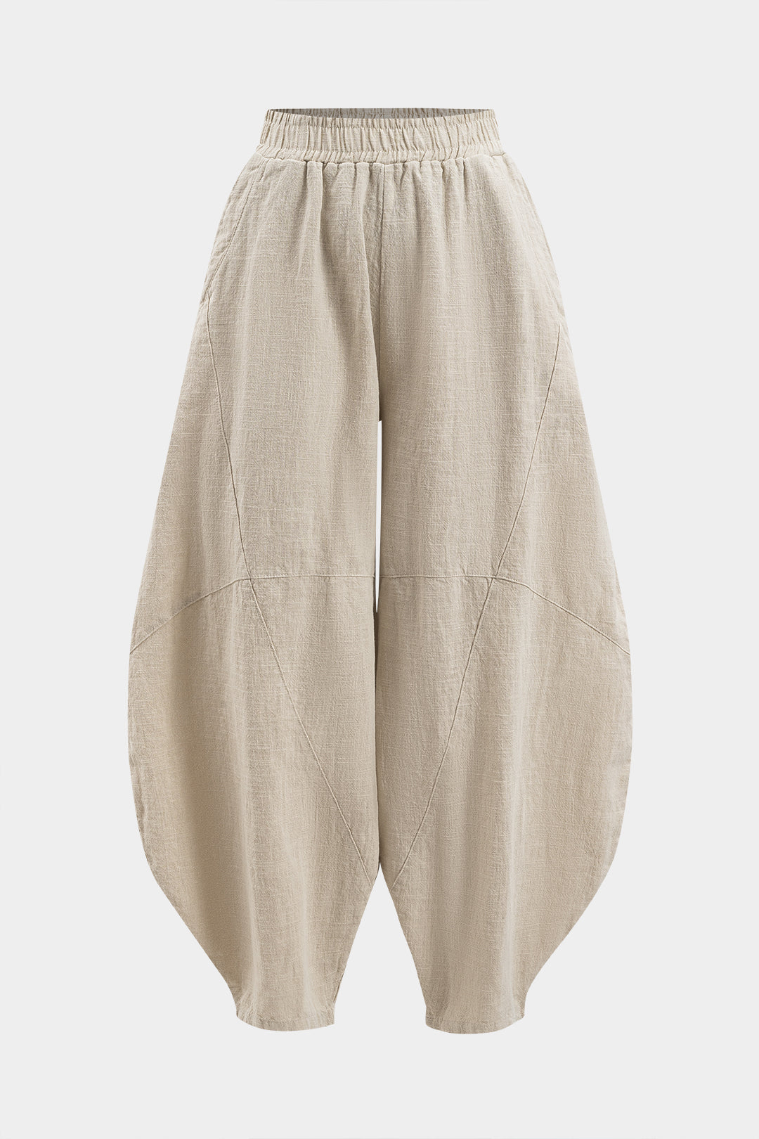 Pantalones Anchos Con Bolsillos Fruncidos Mujer Casual