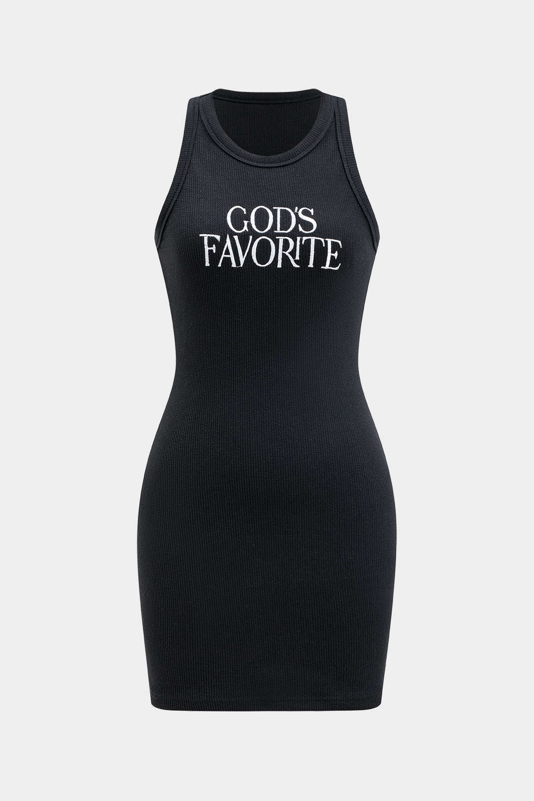 Vestido Mini Sin Mangas Con Letra Bordada Elegante