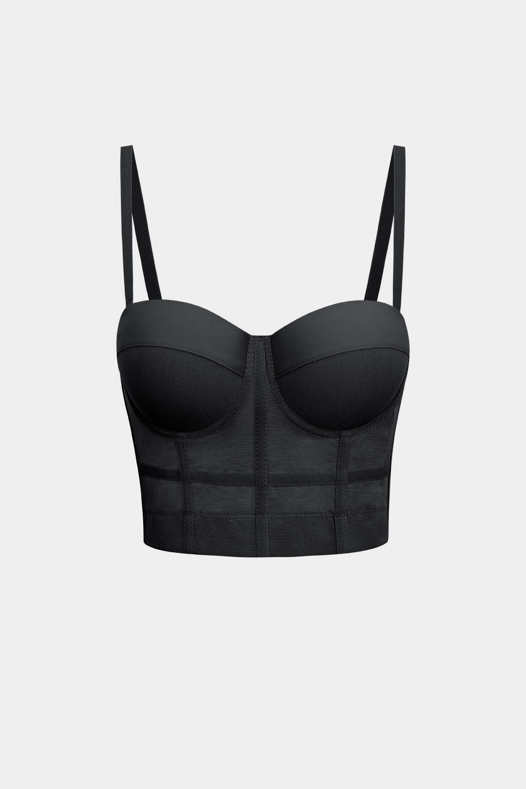 Top Bustier Con Malla Soporte Y Tela Transparente Elegante