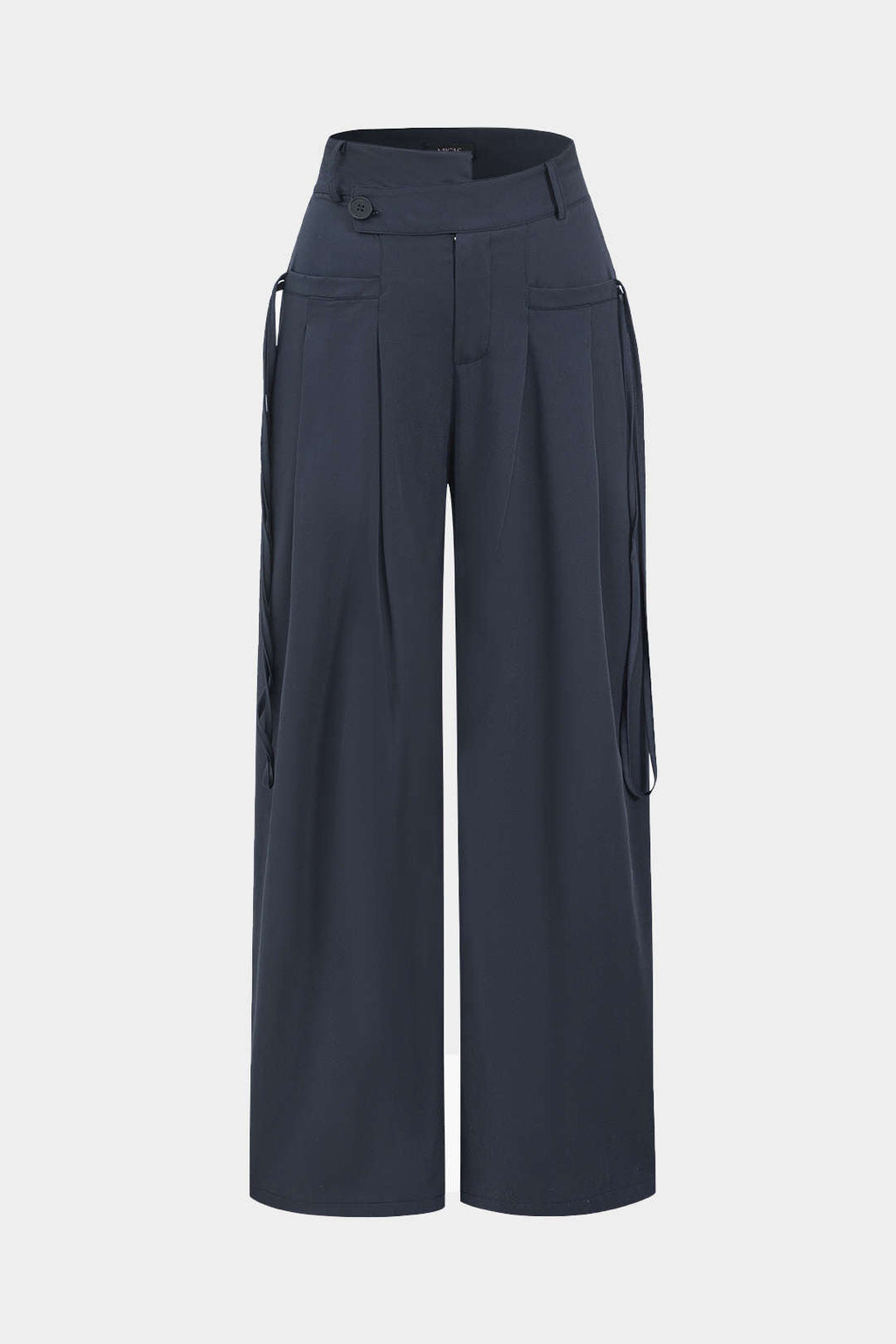 Pantalones Rectos De Pierna Ancha Con Bolsillos Para Trabajo