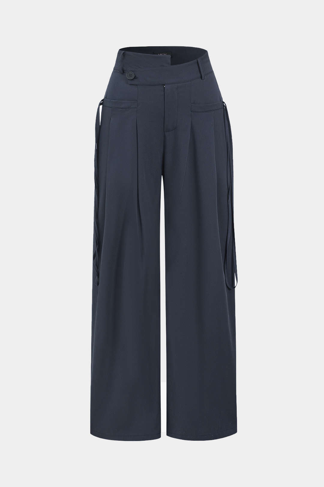 Pantalones Rectos De Pierna Ancha Con Bolsillos Para Trabajo