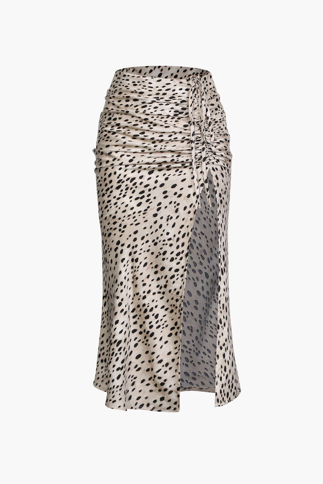 Falda Midi Leopardo Con Cinturón Lazo Y Abertura Frontal