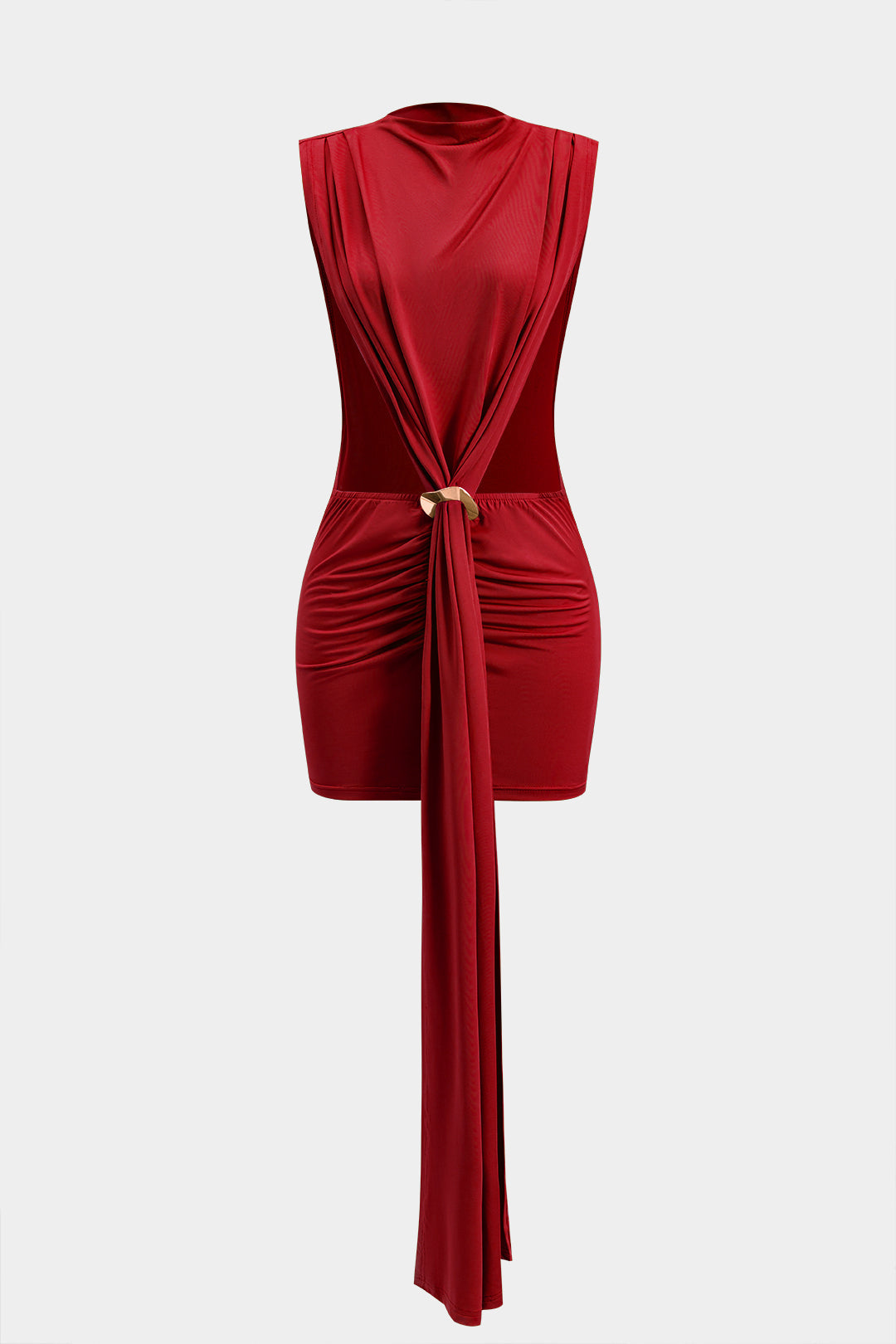 Vestido Mini Sin Mangas Con Volantes Y Detalles Metálicos