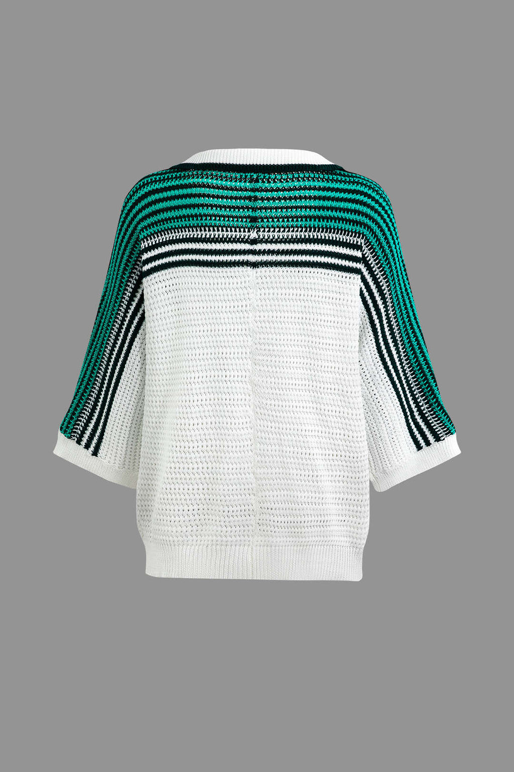 Blusa Crochet Contraste Manga Corta Mujer Elegante