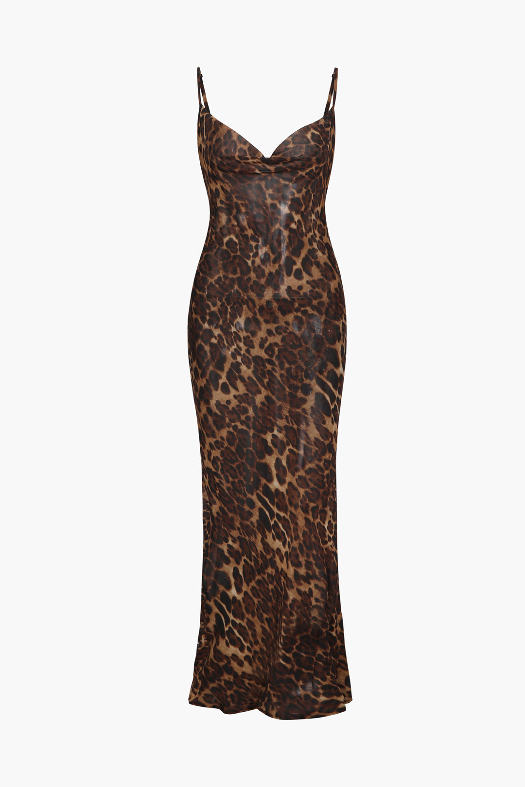 Vestido Maxi Drapé Transparente Con Estampado De Tigre
