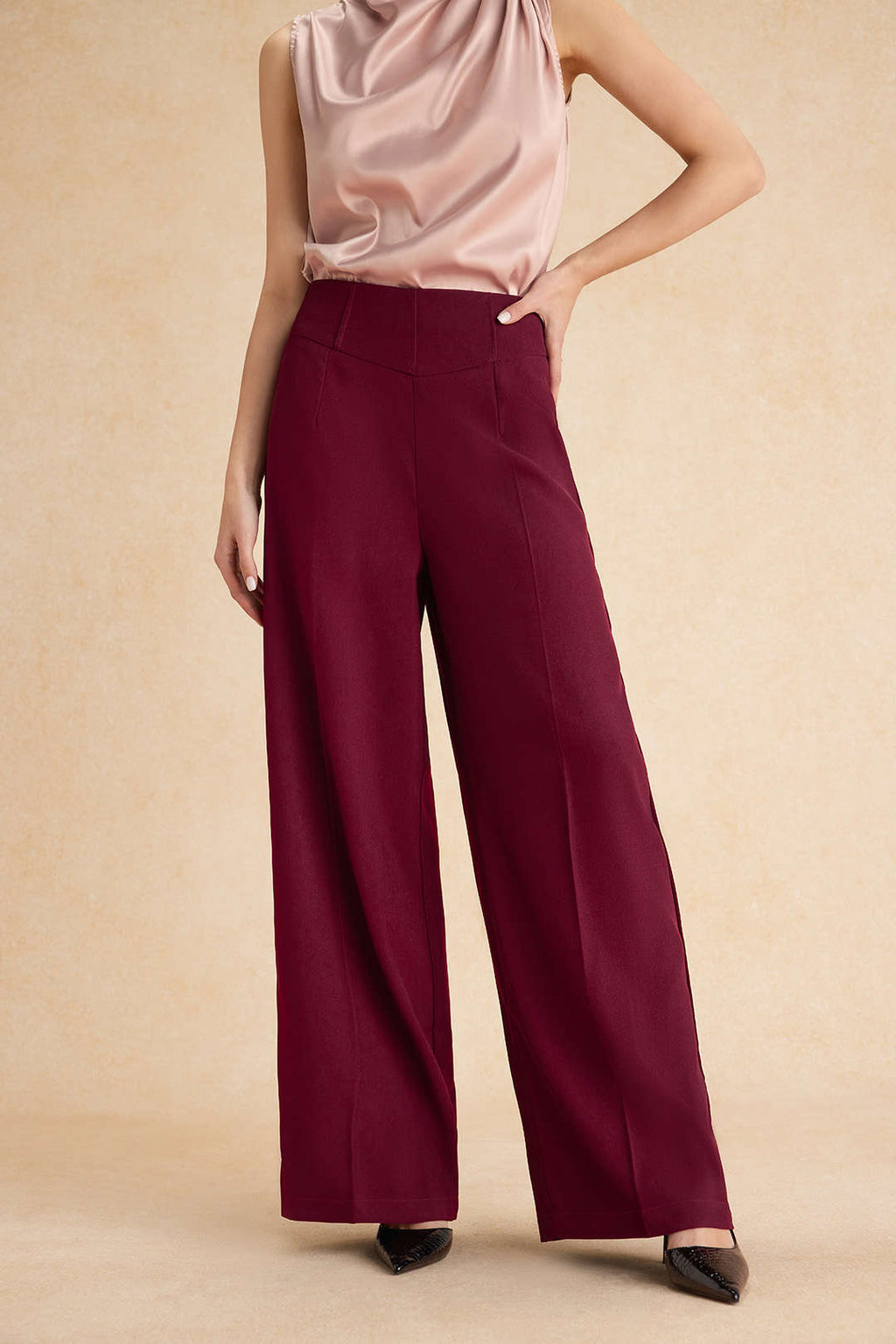 Pantalones De Cintura Alta Anchos Para Mujer Casual Diario