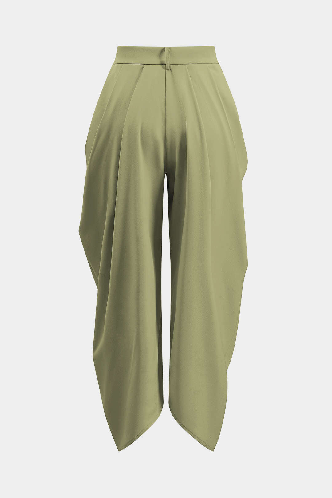 Pantalones Rectos Para Mujer Con Volante Y Drapado Brillante