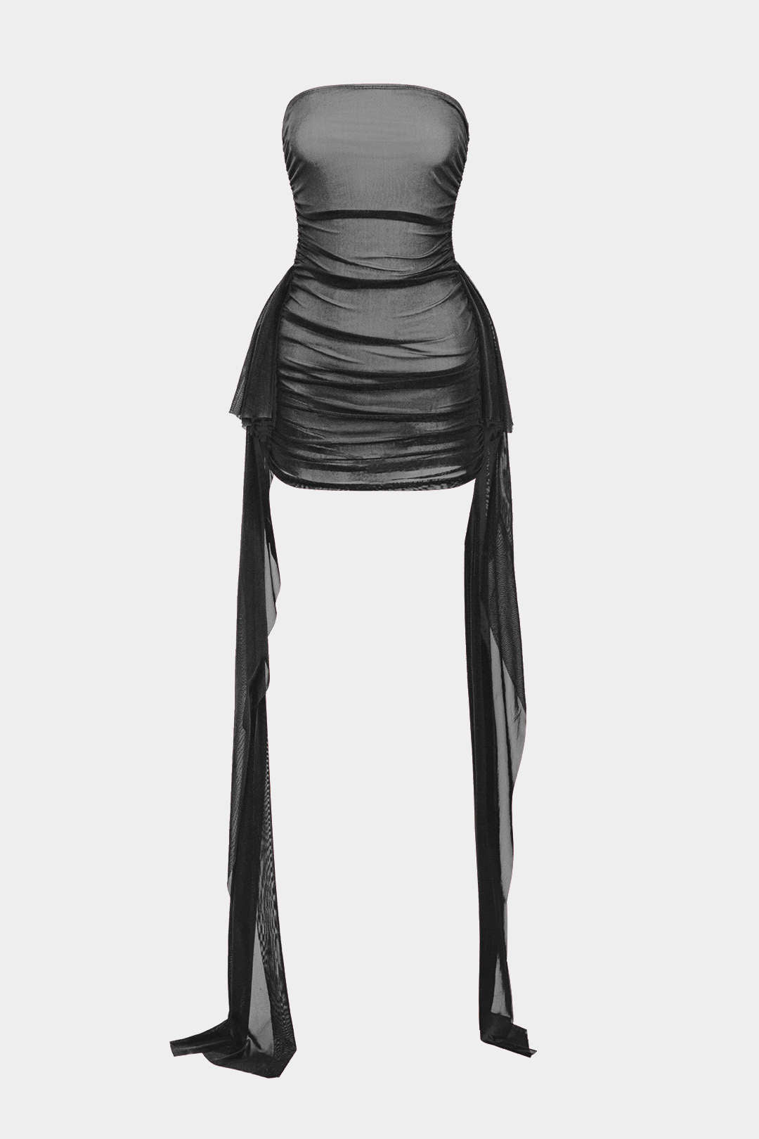 Vestido Mini Sin Tirantes Con Textura De Malla Elegante