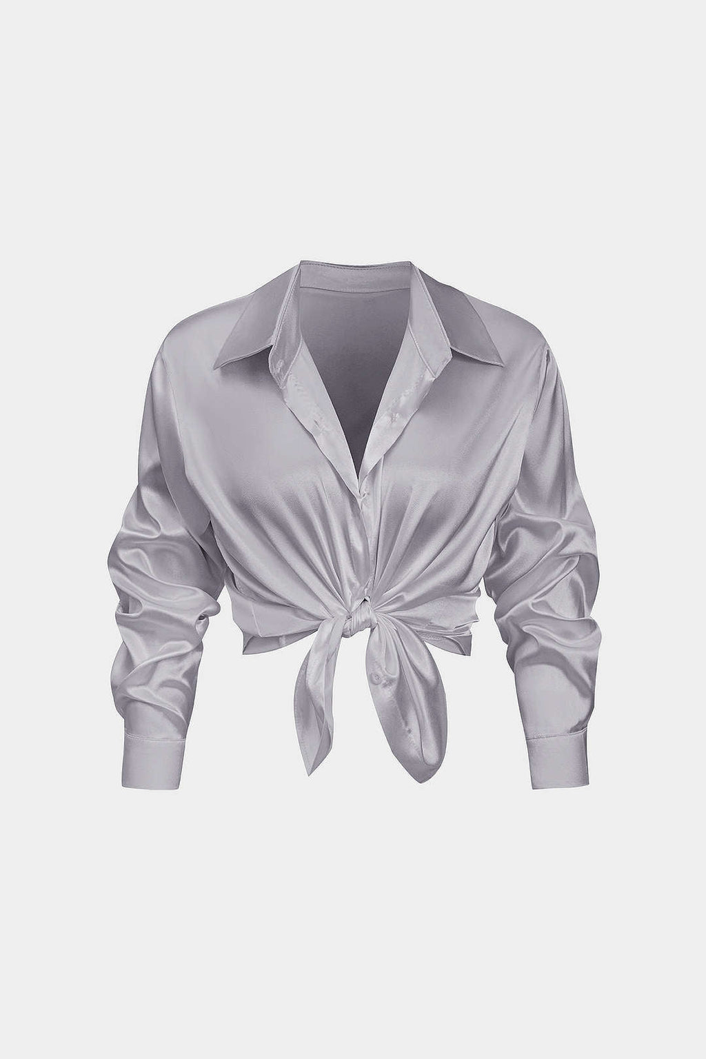 Camisa Satinada De Manga Larga Con Silueta Elegante