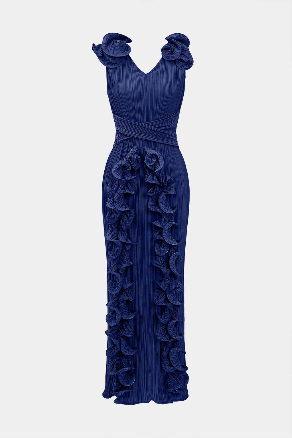 Vestido Midi Con Cuello En V Y Textura Floral 3D Sutil